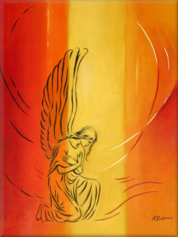 Engel der Demut, Ölgemälde handgemalt, Unikat