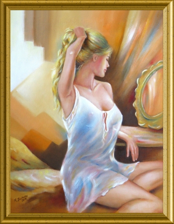 Woman at mirror oil painting erotic