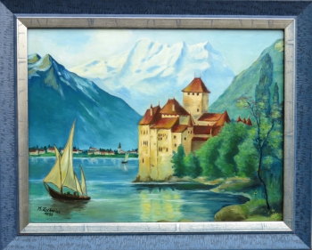 Chillon Castle on Lake Geneva Oil painting