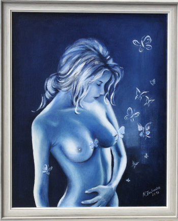 Weiblicher Akt in Blau, Aktmalerei weiblich