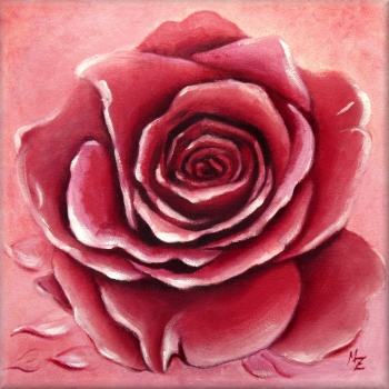 Rosenblüte gemalt, Blume der Schöpfung, Ölmalerei