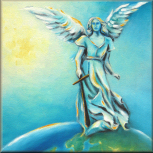 Erzengel Michael, Ölgemälde handgemalt, spirituelle Kunst Engel des Friedens, Engelbilder handgemalt