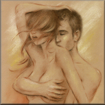 Erotische Kunst, Original Kunstwerk Sexy Liebespärchen, Pastellzeichnung handgemalt