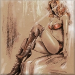Pastellmalerei, Original Kunstwerk High Heels im Licht, Pastell Gemälde