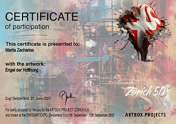 Certificate September 2023 art exhibition SWISSARTEXPO Zurich