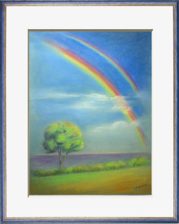 Licht und Regenbogen, spirituelles Pastell Gemälde